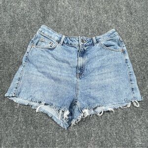 Topshop Light Blue Frayed Jean Shorts